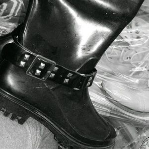 All Black Tall rain boots